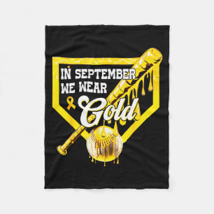 In September We Wear Gold Baseball Drip Boy Childh Fleece Blanket