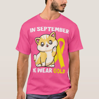 In September We Wear Gold Cat Childhood Cancer Awa T-Shirt