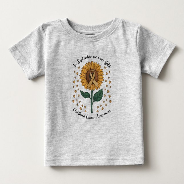 In September We Wear Gold Childhood Cancer Aware Baby T-Shirt (Front)