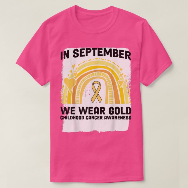 In September We Wear Gold Childhood Cancer Awarene T-Shirt (Design Front)