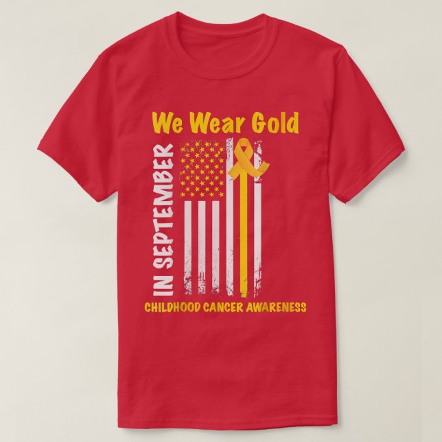 In September We Wear Gold Flag Childhood Cancer Aw T-Shirt (Design Front)