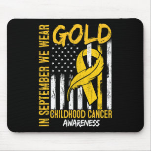 In September We Wear Gold Flag Ribbon Childhood Ca Mouse Pad