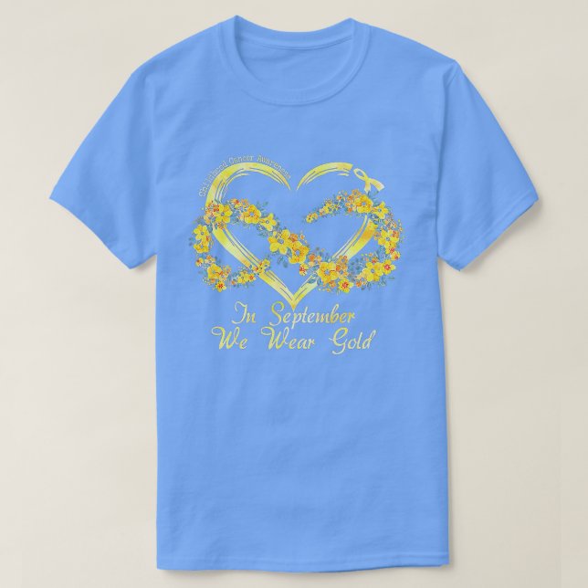 In September We Wear Gold Flowers Childhood Cancer T-Shirt (Design Front)