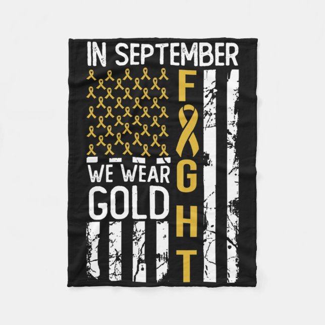 In September We Wear Gold Usa Childhood Cancer Awa Fleece Blanket (Front)