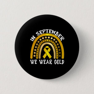 in september we wear golds football and pumpkin  6 cm round badge