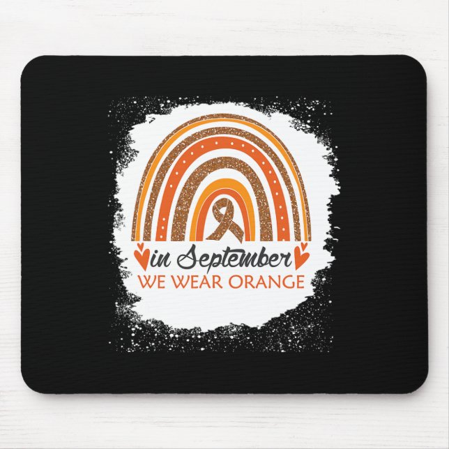 In September We Wear Orange Bleached Rainbow Leuke Mouse Pad (Front)