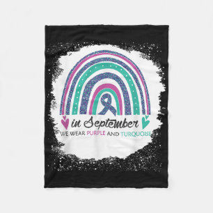 In September We Wear Purple &amp; Teal Bleach Suic Fleece Blanket