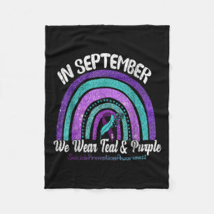 In September We Wear Teal &amp; Purple Rainbow Sui Fleece Blanket
