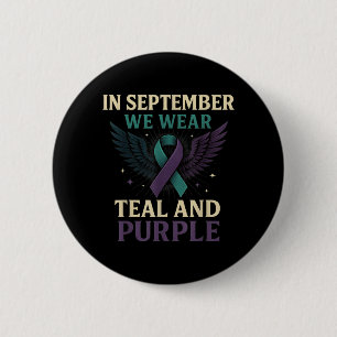 In September We Wear Teal And Purple 6 Cm Round Badge