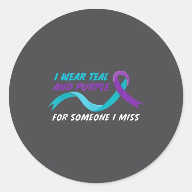 In September We Wear Teal And Purple Suicide Preve Classic Round Sticker (Front)