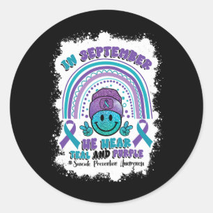 In September We Wear Teal Purple  Classic Round Sticker