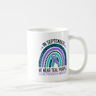 In September We Wear Teal Purple Ribbon Suicide Aw Coffee Mug
