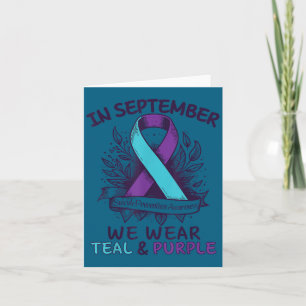 In September We Wear Teal Purple Ribbon Suicide Pr Card