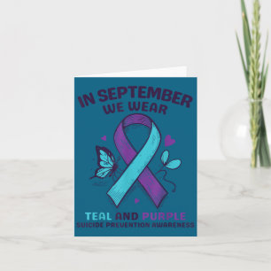 In September We Wear Teal Purple Ribbon Suicide Pr Card