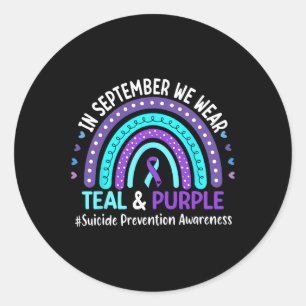 In September We Wear Teal Purple Ribbon Suicide Pr Classic Round Sticker