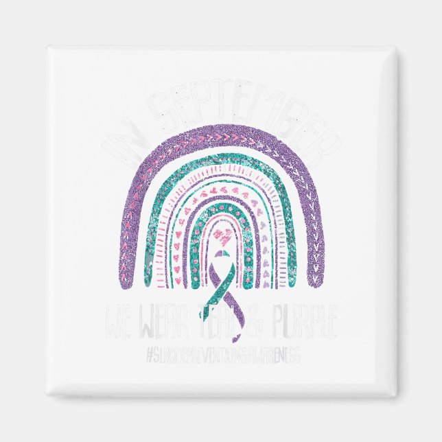 In September We Wear Teal Purple Ribbon Suicide Pr Magnet (Front)