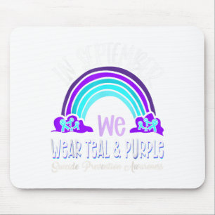 In September We Wear Teal Purple Ribbon Suicide Pr Mouse Pad