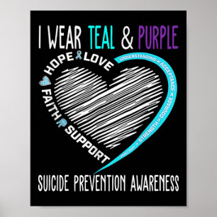 In September We Wear Teal Purple Ribbon Suicide Pr Poster