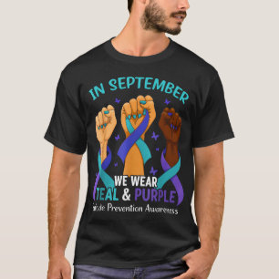 In September We Wear Teal Purple Ribbon Suicide T-Shirt