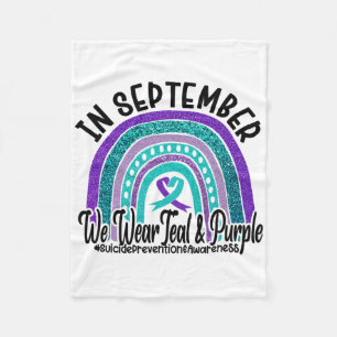 In September We Wear Teal Purple Suicide Preventio Fleece Blanket