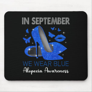 In September Wear Blue High Heels Alopecia Awarene Mouse Pad