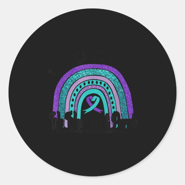 In September Wear Teal And Purple Rainbow Suicide  Classic Round Sticker (Front)
