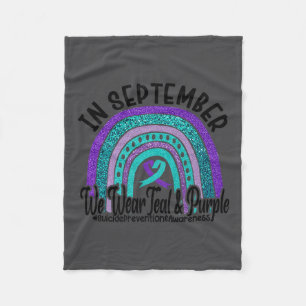 In September Wear Teal And Purple Rainbow Suicide Fleece Blanket