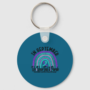 In September Wear Teal And Purple Rainbow Suicide  Key Ring