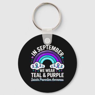 In September Wear Teal Purple Ribbon Suicide Key Ring