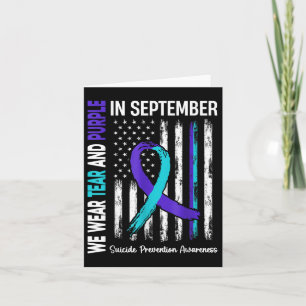 In September Wear Teal Purple Us Flag Prevention A Card
