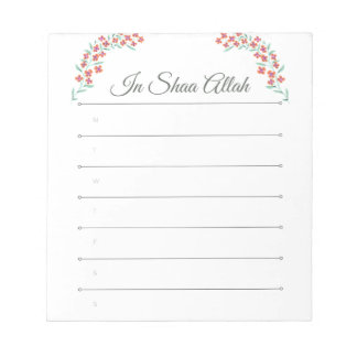 In shaa Allah Islamic notepad