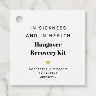 In Sickness and in Health Hangover Recovery Kit Favour Tags