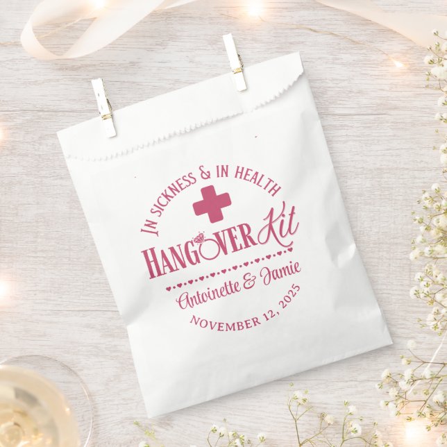 In Sickness & Health Funny Wedding Hangover Kit Favour Bags (Clipped)