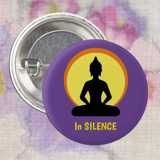 In SILENCE Meditation & Buddha (Vipassana) 3 Cm Round Badge (Creator Uploaded)