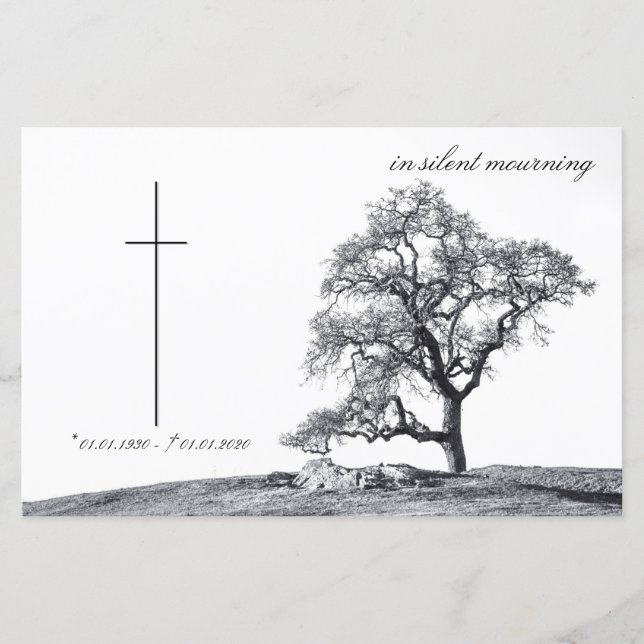 In silent mourning - tree on meadow (Front)