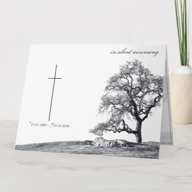 In silent mourning - tree on meadow card (Front)