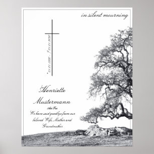 In silent mourning - tree on meadow poster