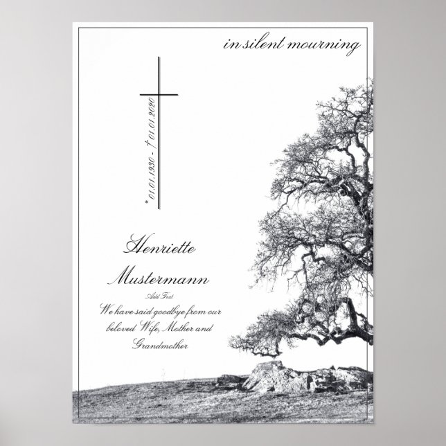 In silent mourning - tree on meadow poster (Front)