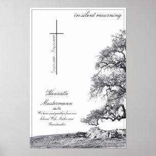In silent mourning - tree on meadow poster