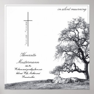 In silent mourning - tree on meadow poster