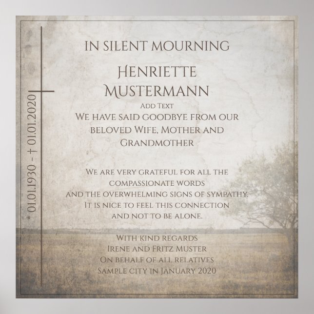 In silent mourning - tree on meadow vintage poster (Front)