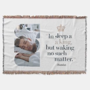 “In Sleep a King” Modern Minimalist Shakespeare  Throw Blanket