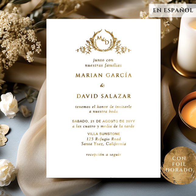 In Spanish Real Gold Foil Monogram Wedding (Creator Uploaded)