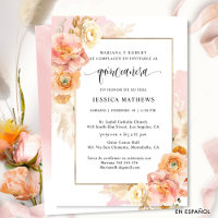 In Spanish, Unique Elegant Pink Floral Quinceañera