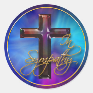 In Sympathy Mother of Pearl Cross Seal Stickers