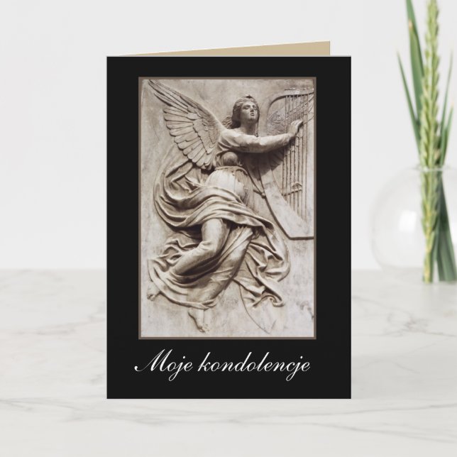 In Sympathy - Polish - Angel with Harp Card (Front)