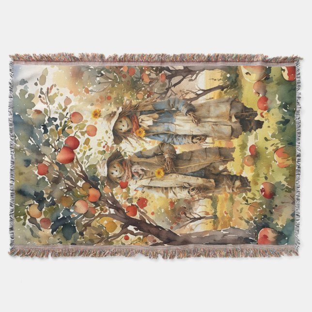 In The Apple Orchard Throw Blanket (Front)