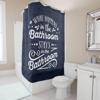 In the Bathroom modern masculine Sassy blue stripe Shower Curtain