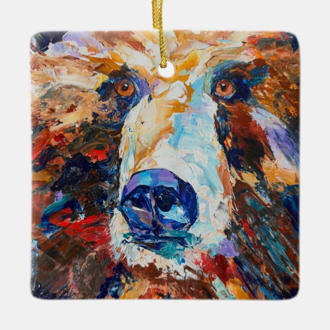 "In the Bear's Gaze" Ceramic Ornament (Front)