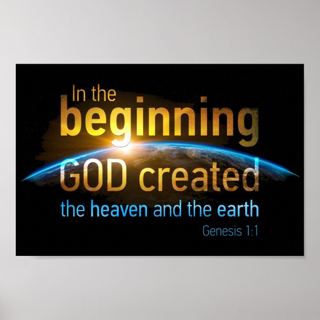 In The Beginning GOD Created Christian Faith Verse Poster (Front)